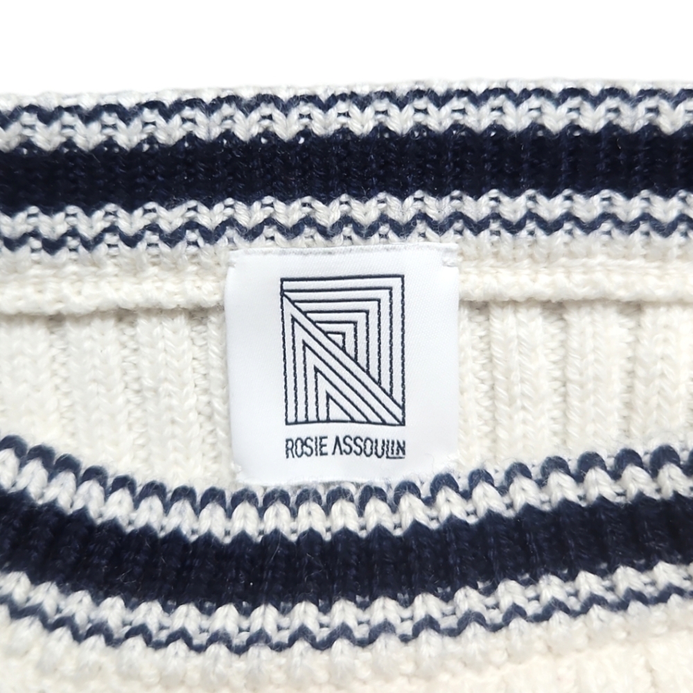 ROSIE ASSOULIN | Rainbow Striped Cutout Wool Cropped Sweater XS - Picture 5 of 11
